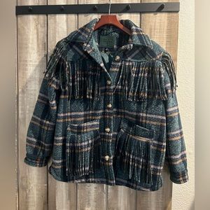 Blank NYC Fringe plaid shirt jacket, S